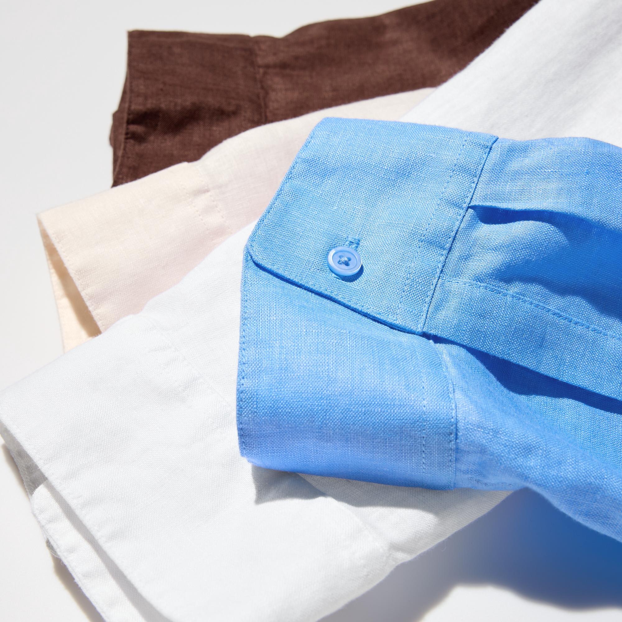 Рубашка Uniqlo Premium Linen Skipper Collar Shirt (7/8 Sleeve)