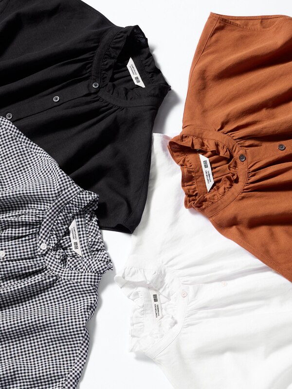 리넨블렌드프릴블라우스(반팔)