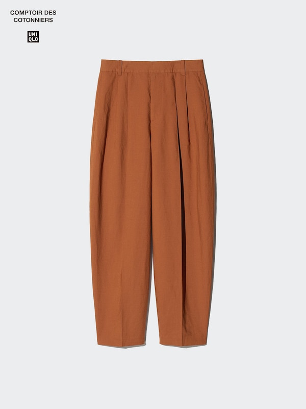 리넨블렌드배럴레그팬츠