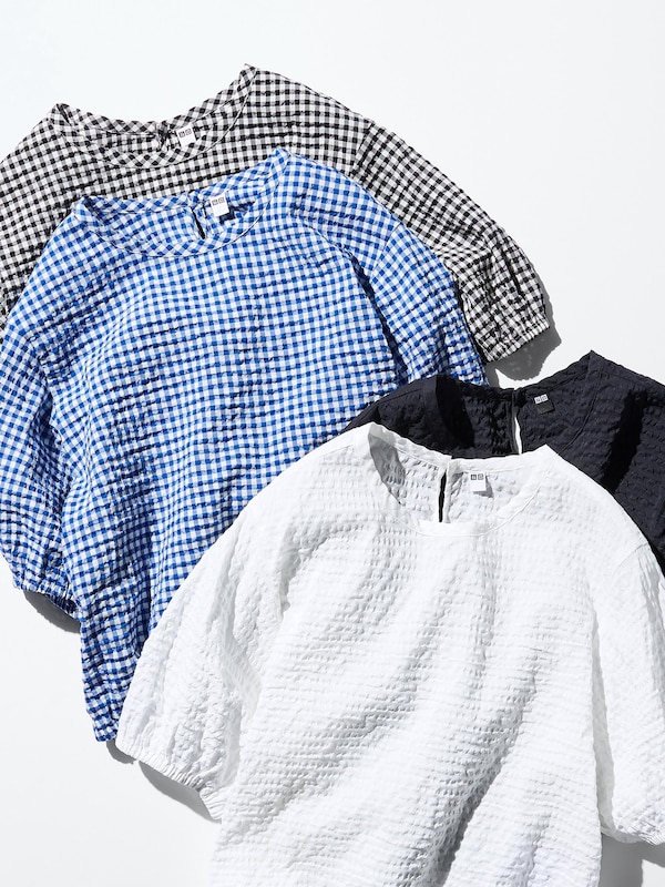 시어서커볼륨블라우스(반팔)깅엄