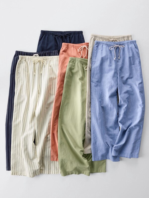 리넨블렌드이지팬츠(스트라이프)