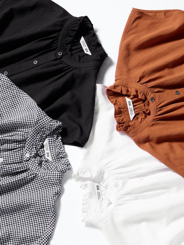 리넨블렌드프릴블라우스(반팔)