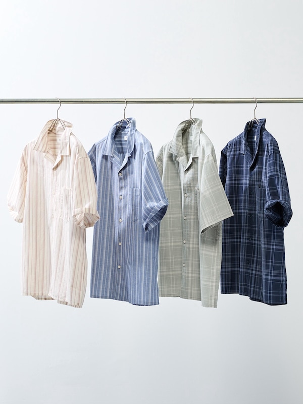 코튼리넨셔츠(반팔)체크