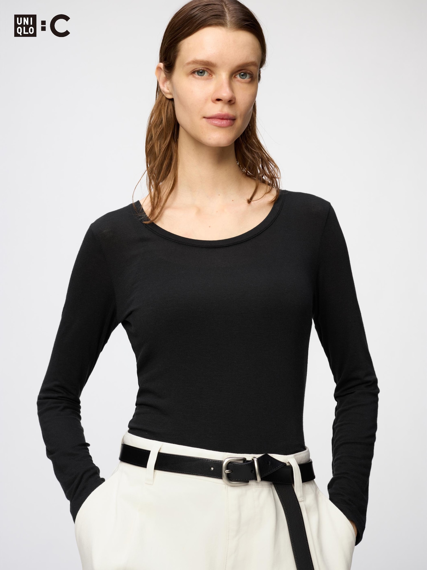 Футболка с длинным рукавом Uniqlo Heattech Cashmere Blend U-Neck Extra Warm