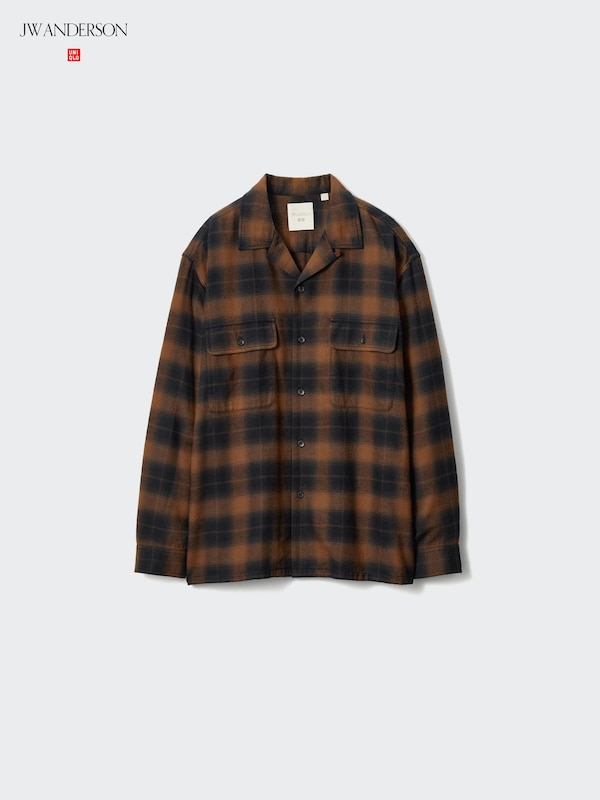 브러시드코튼오픈칼라오버사이즈셔츠(긴팔)