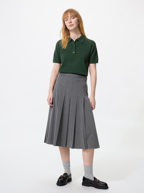 와이드플리츠미디스커트(치마길이69~73cm)