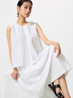 리넨블렌드턱롱스커트(치마길이68~72cm·짧은기장)