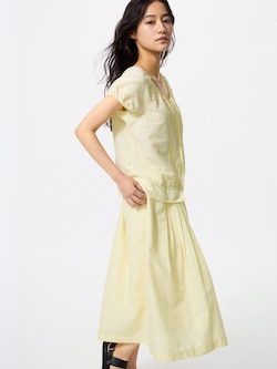 리넨블렌드턱롱스커트(치마길이68~72cm·짧은기장)