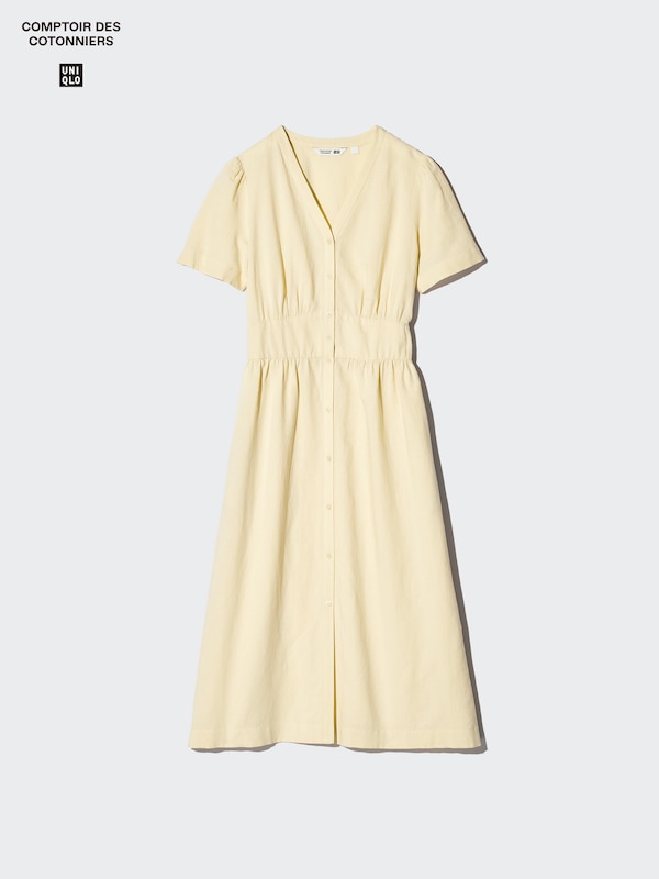 리넨블렌드V넥원피스(반팔)