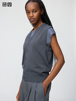 워셔블버튼다운니트베스트