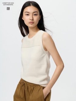 코튼크루넥스웨터(슬리브리스)