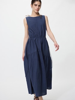 리넨블렌드티어드원피스(슬리브리스)스트라이프