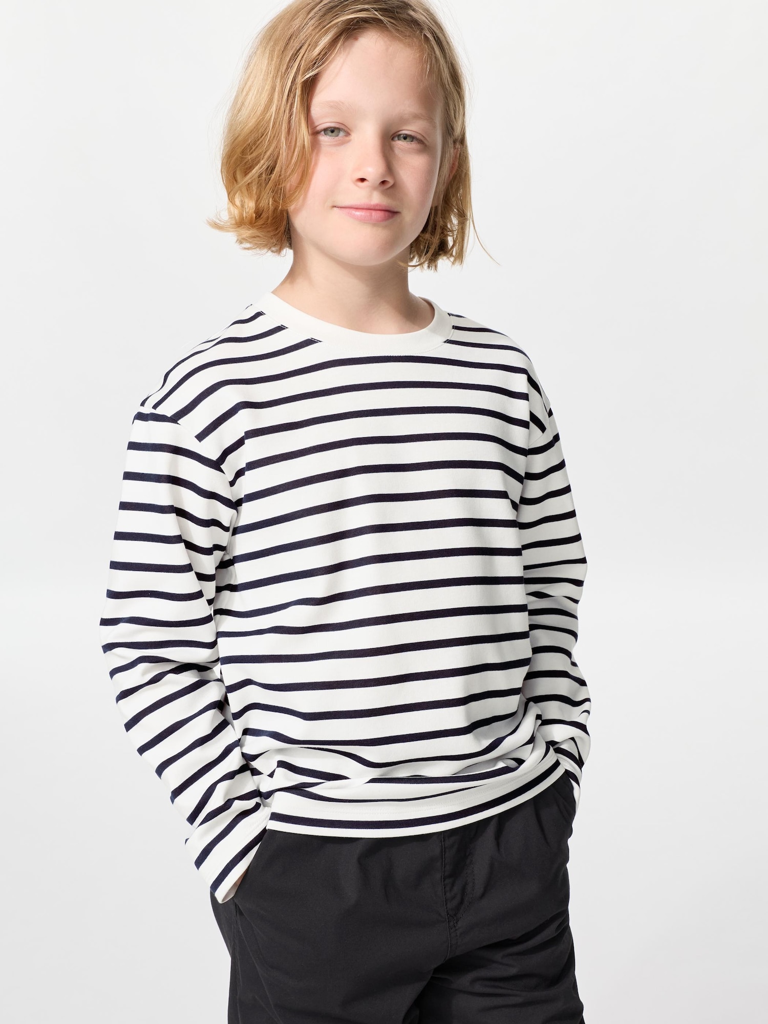 Детская футболка AIRism Cotton в полоску (длинный рукав) A