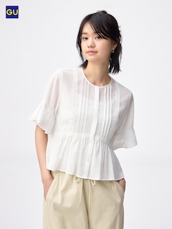 GU레이스프릴블라우스(반팔)