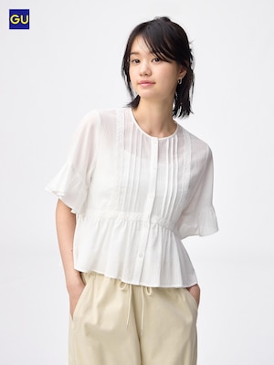 GU레이스프릴블라우스(반팔)