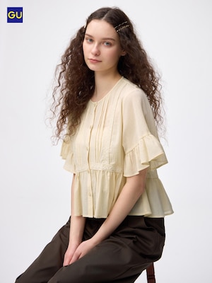 GU레이스프릴블라우스(반팔)
