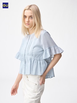 GU레이스프릴블라우스(반팔)