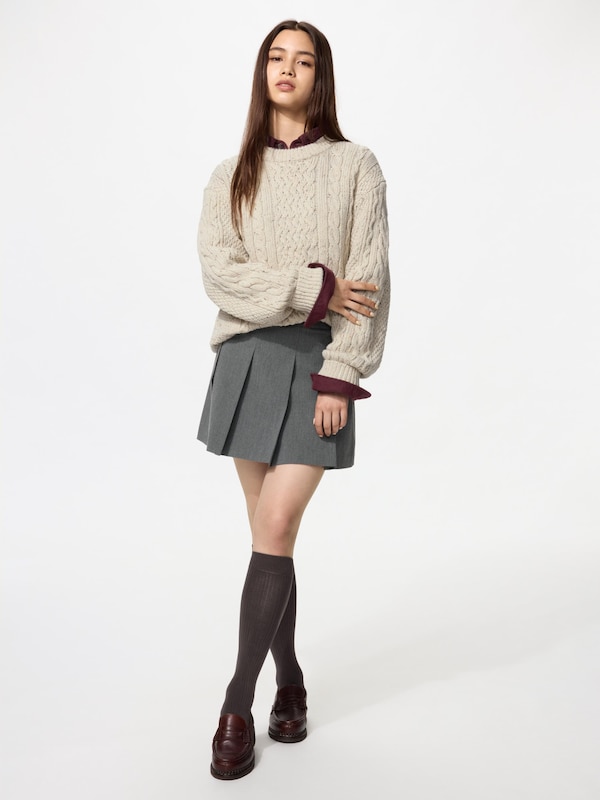로우게이지케이블크루넥스웨터