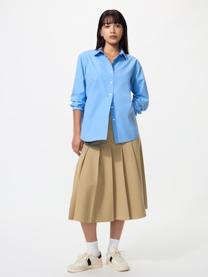 와이드플리츠미디스커트(치마길이67~71cm·짧은기장)