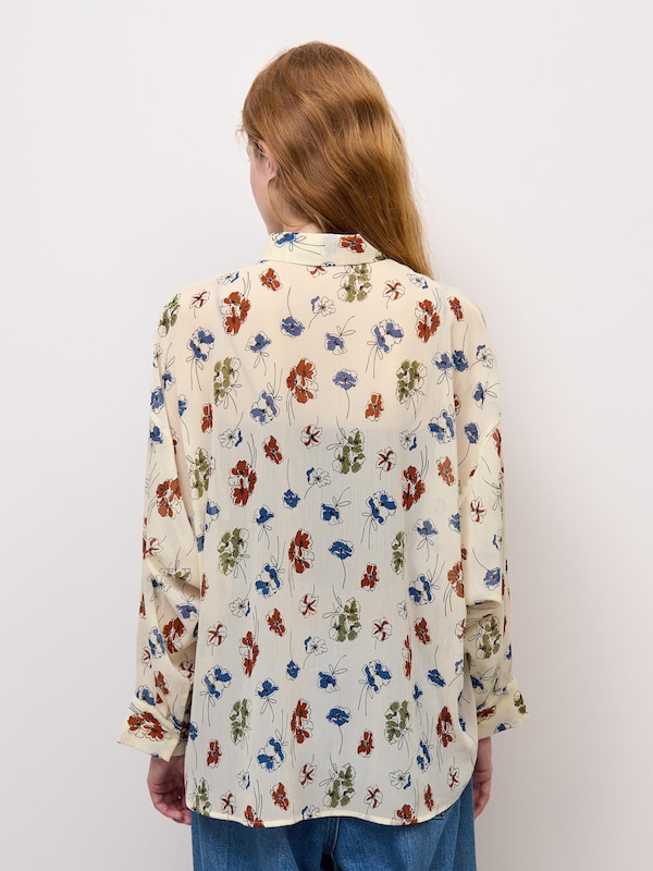 GU시어돌먼슬리브셔츠(플라워)