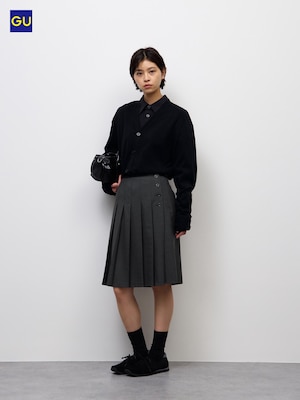 GU사이드버튼플리츠스커트