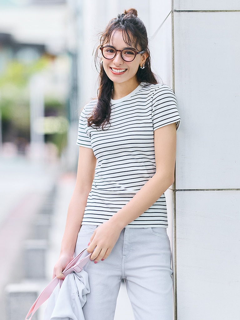  Soft ribbed crew neck T-shirt