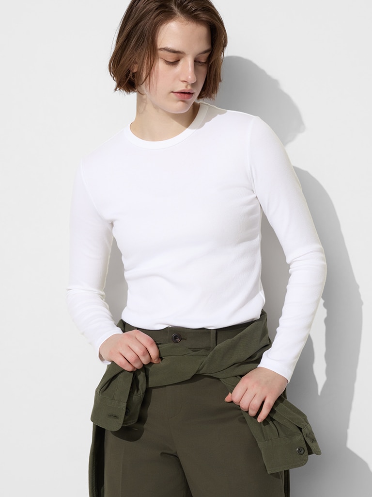  Soft ribbed crew neck T-shirt