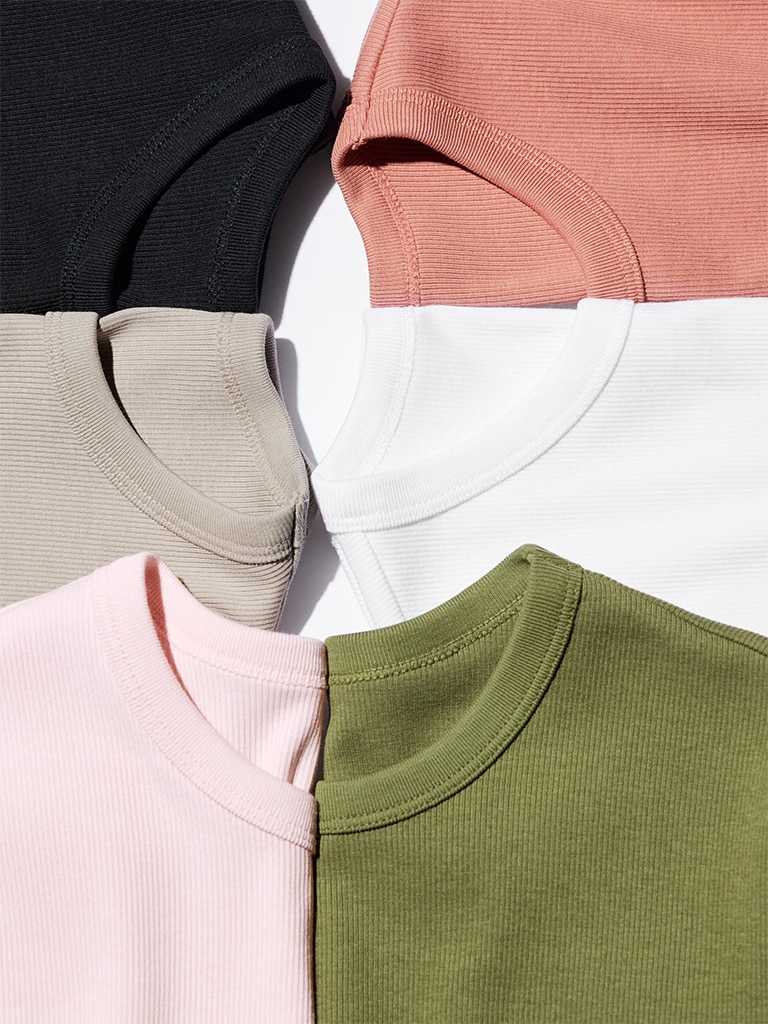  Soft ribbed crew neck T-shirt