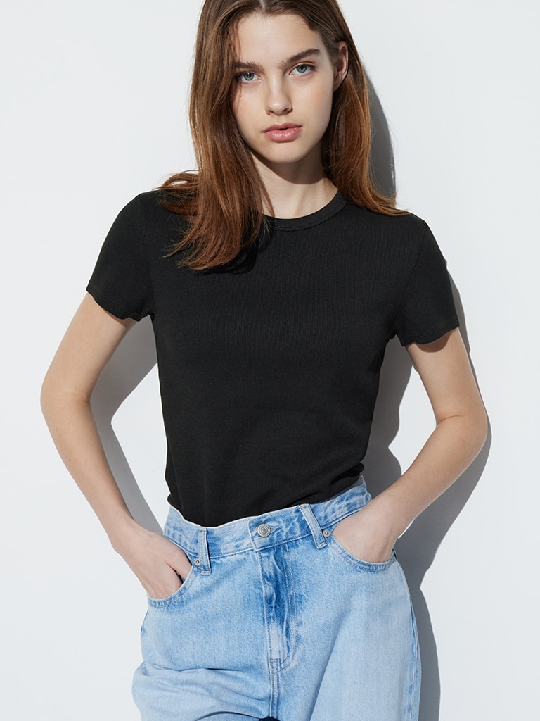  Soft ribbed crew neck T-shirt