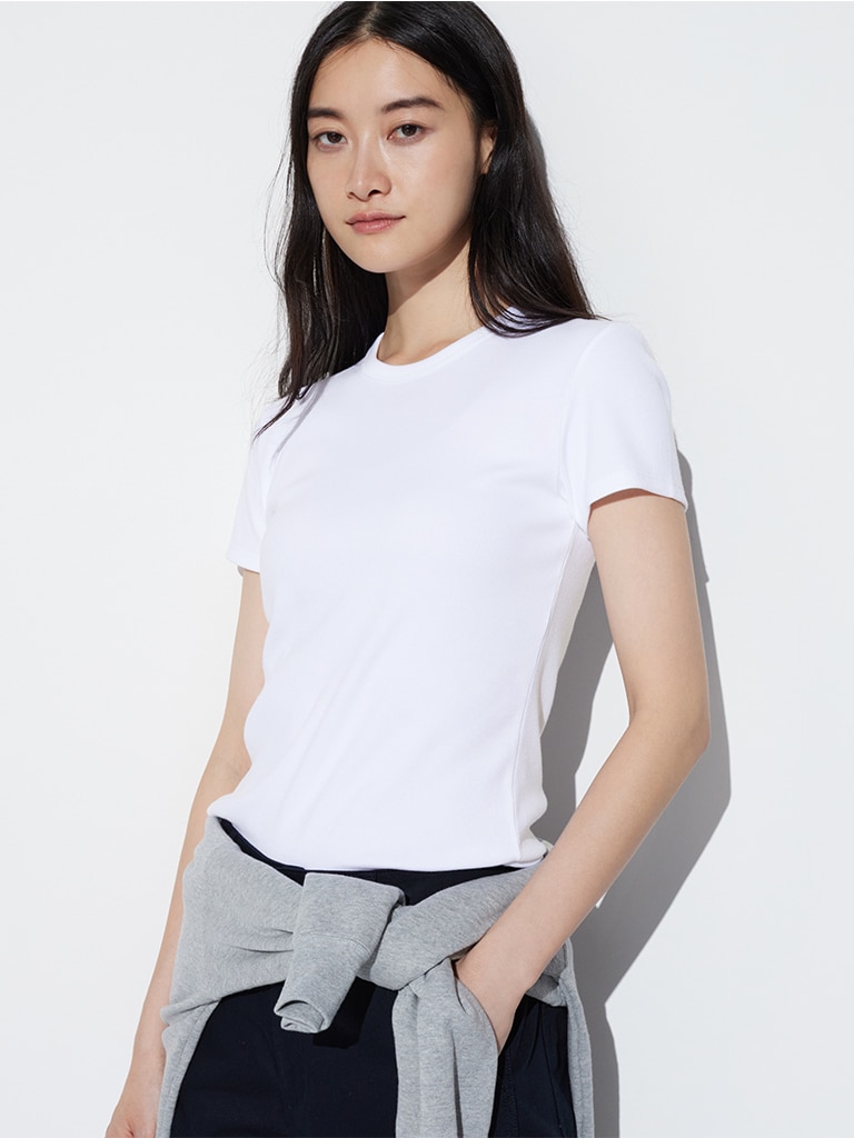  Soft ribbed crew neck T-shirt