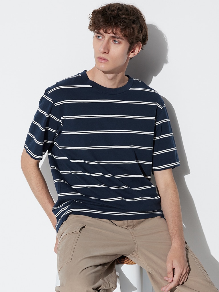 Slub cotton striped crew neck T-shirt