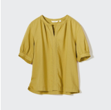 리넨 블렌드 볼륨 블라우스