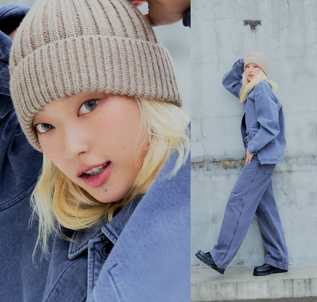 쿄카 셋업 코디 추천 유니클로 블루 진