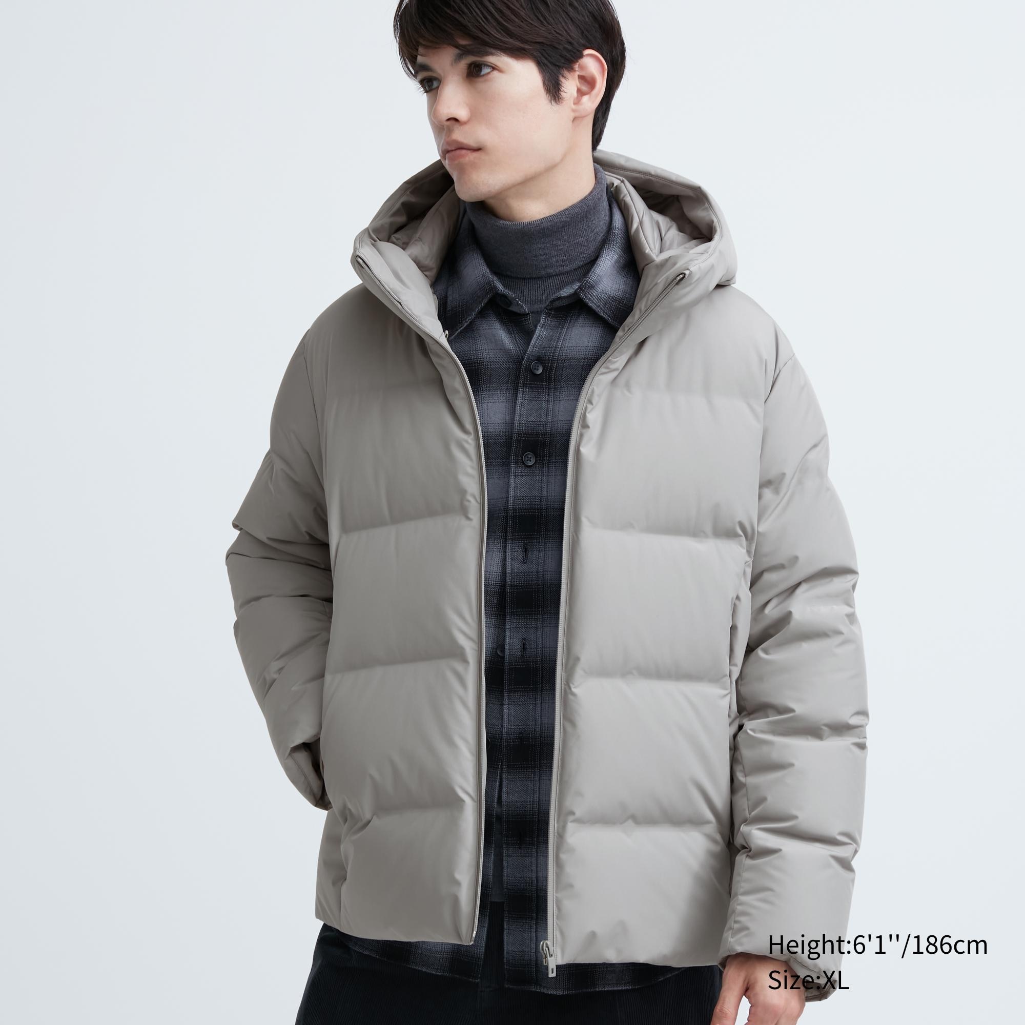 Men seamless down hot sale hooded long coat