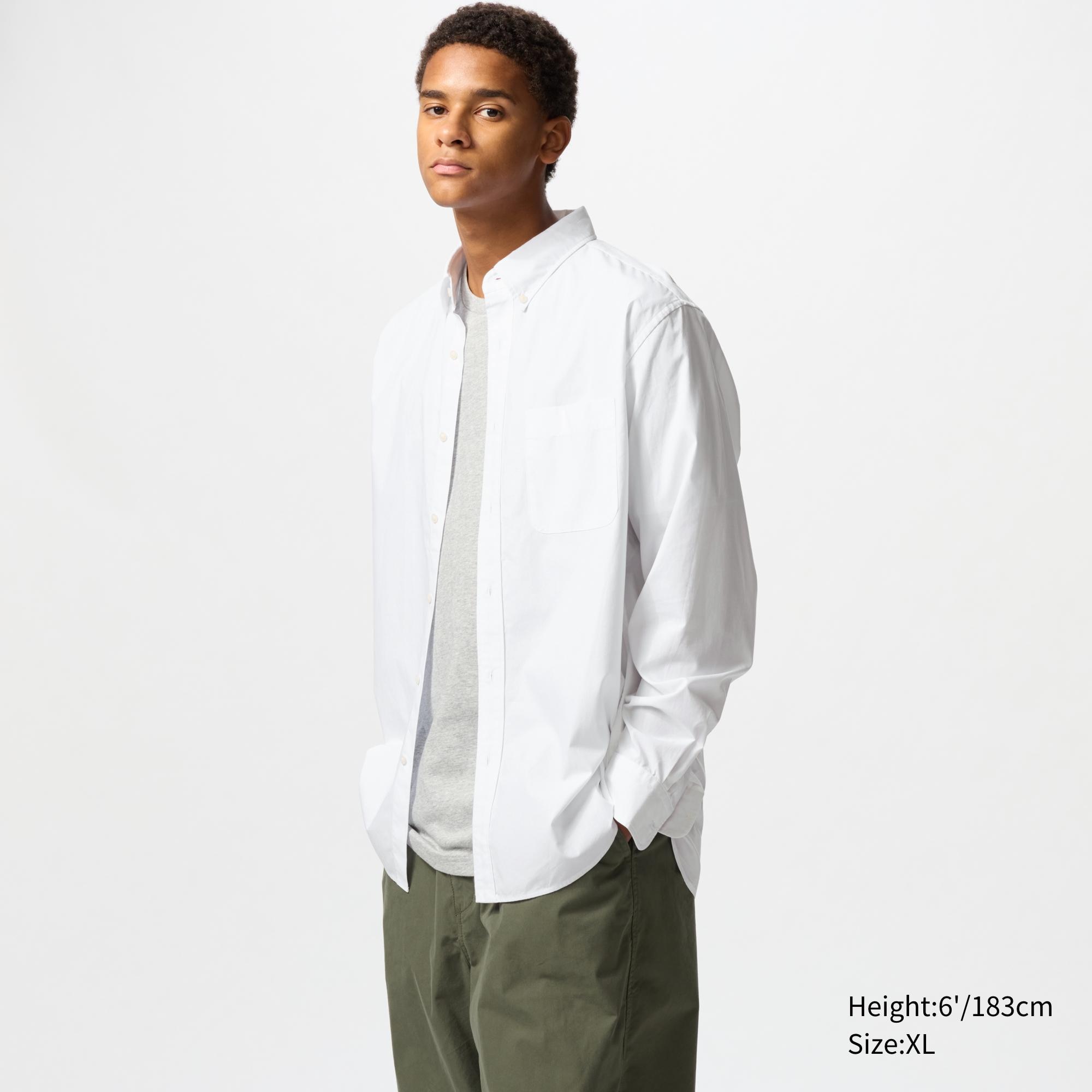 uniqlo white button down shirt