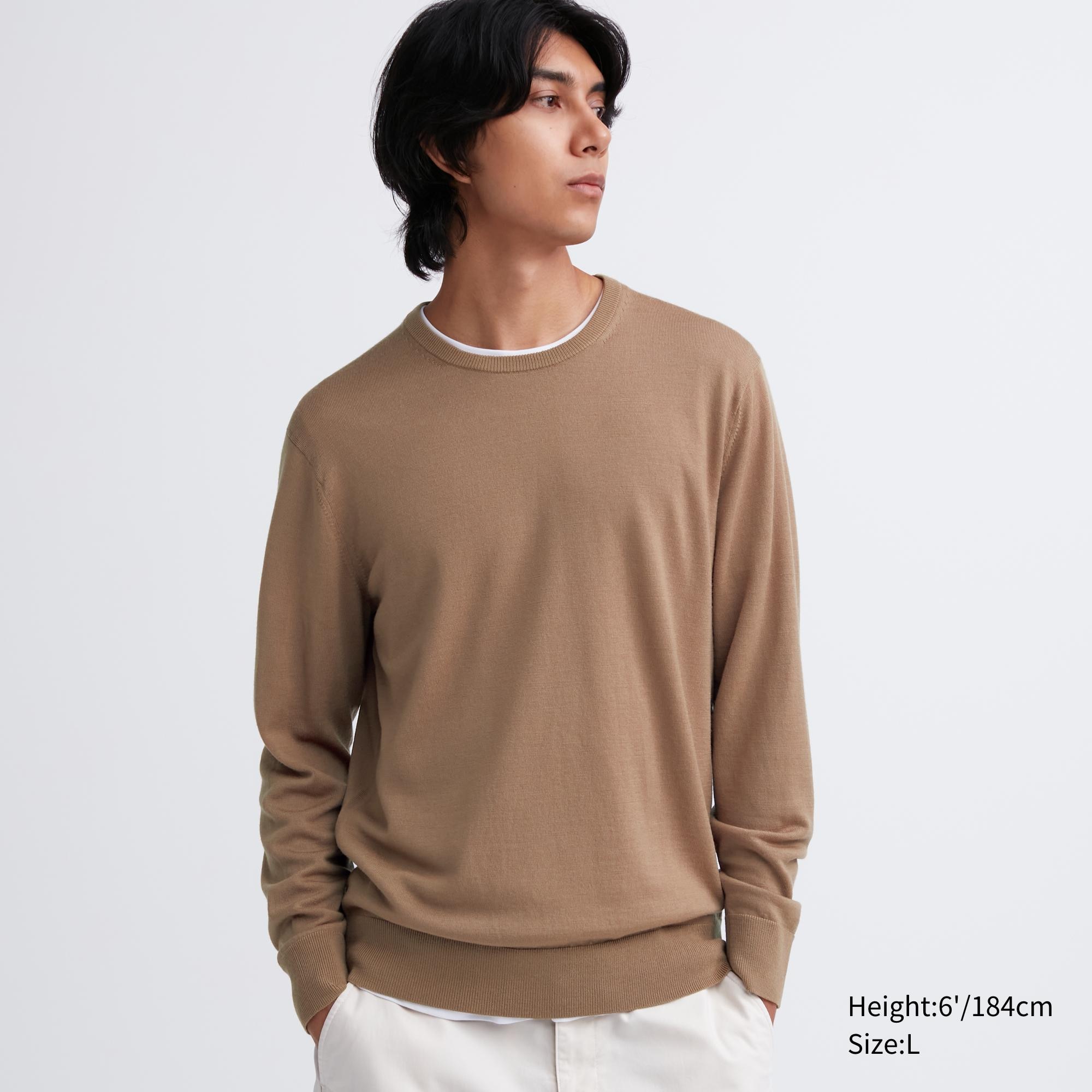 Check styling ideas for「Extra Fine Merino Crew Neck Long Sleeve Sweater ...