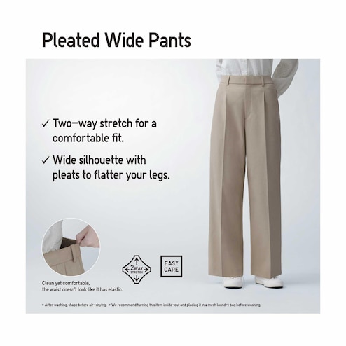 UNIQLO Malaysia - WOMEN Drape Wide Leg Ankle Length Pants RM 129.90 Get it  at