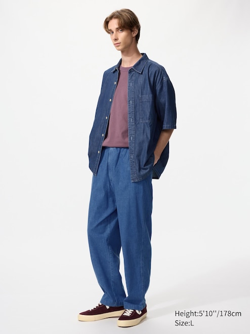 MEN'S STRETCH EASY ANKLE PANTS DENIM UNIQLO MY
