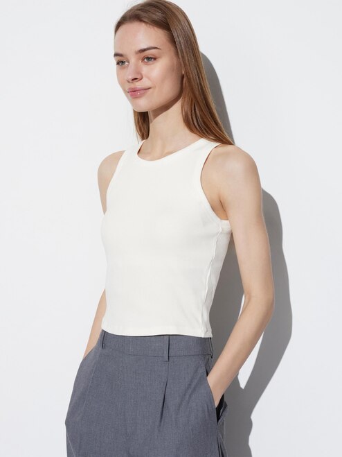 WOMEN'S RIBBED CROPPED BRA TOP SLEEVELESS UNIQLO MY