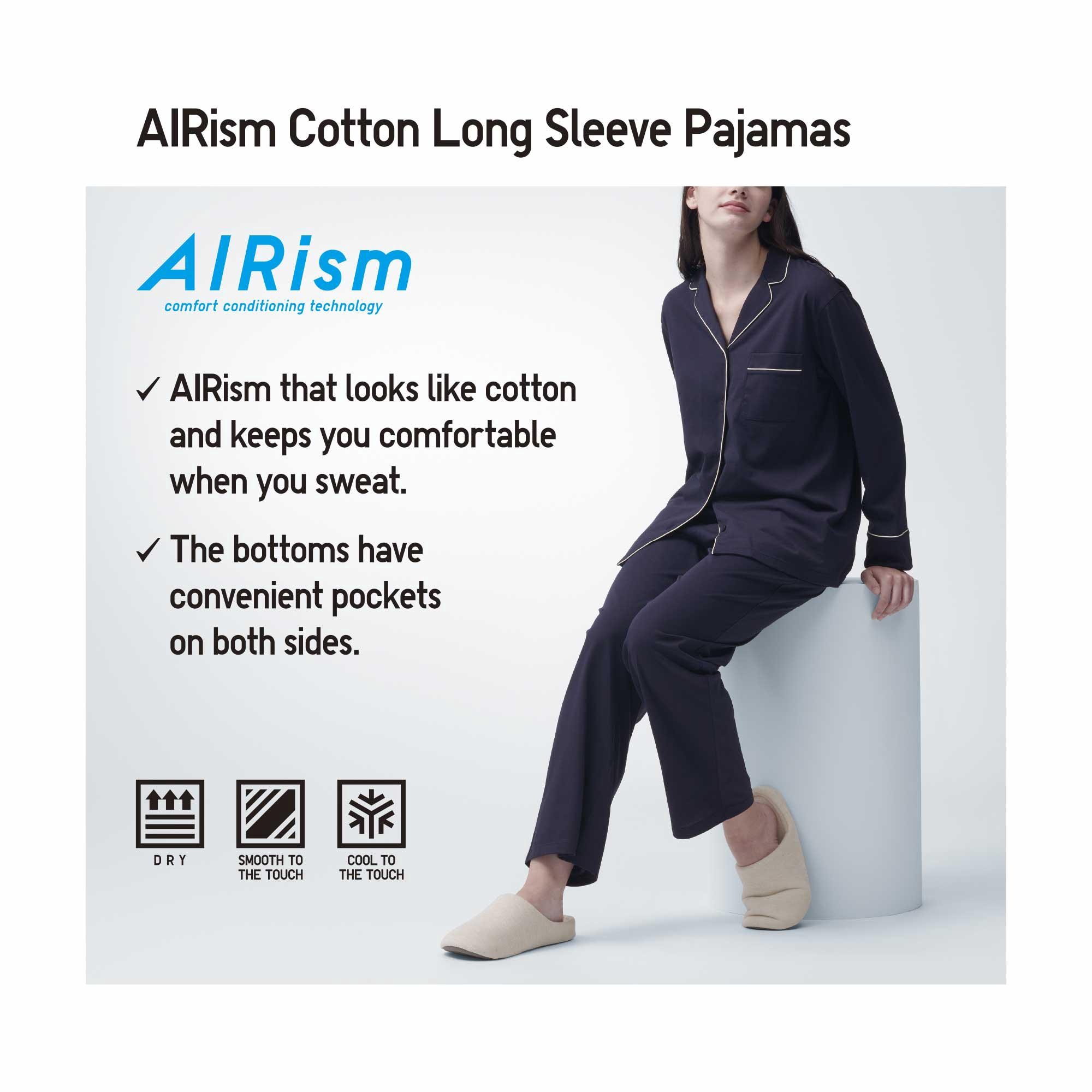 WOMEN S AIRISM COTTON LONG SLEEVE PAJAMAS UNIQLO MY