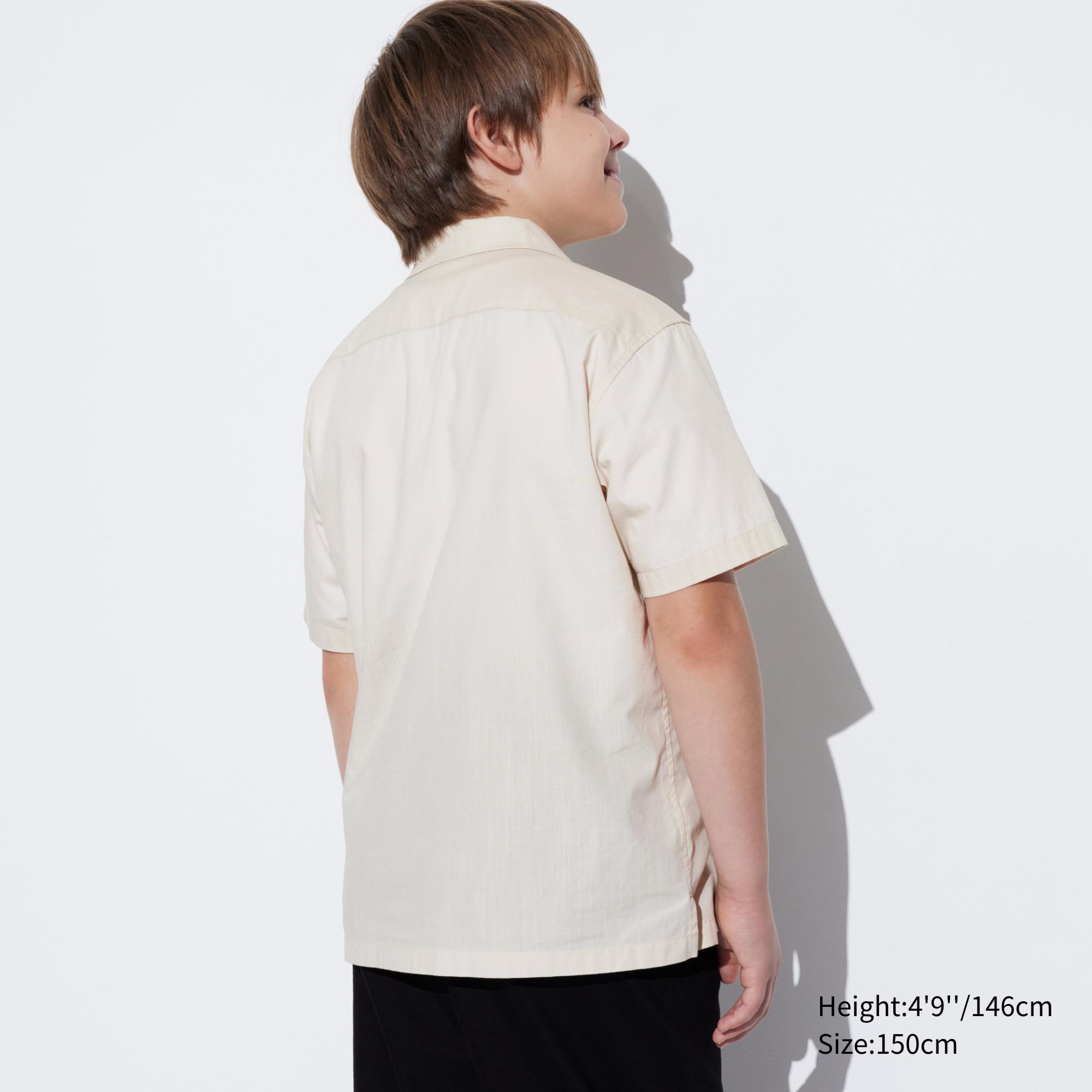 KIDS Cotton Open Collar Short Sleeve Shirt