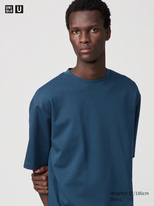 AIRISM COTTON OVERSIZED CREW NECK T-SHIRT HALF SLEEVE UNIQLO MY