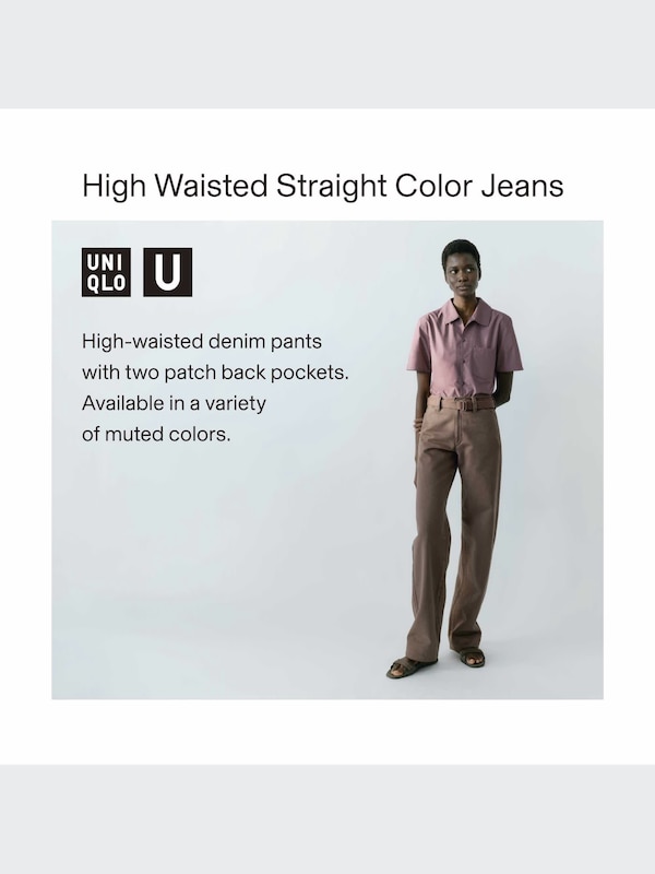 High Waisted Straight Colour Jeans