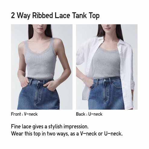 2 Way Ribbed Lace Tank Top