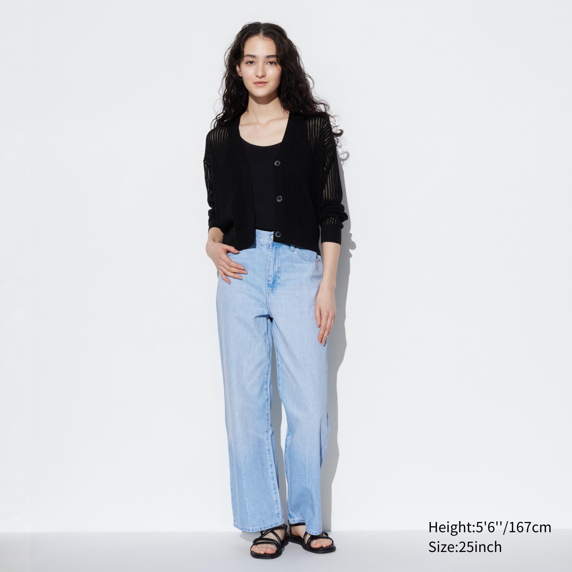 Uniqlo high rise wide hot sale jeans