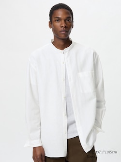 Cotton Linen Stand Collar Shirt | Long Sleeve