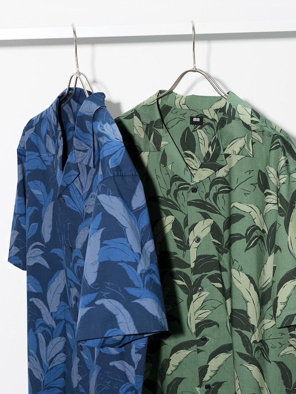 Modal Cotton Open Collar Shirt | Short Sleeve | Print