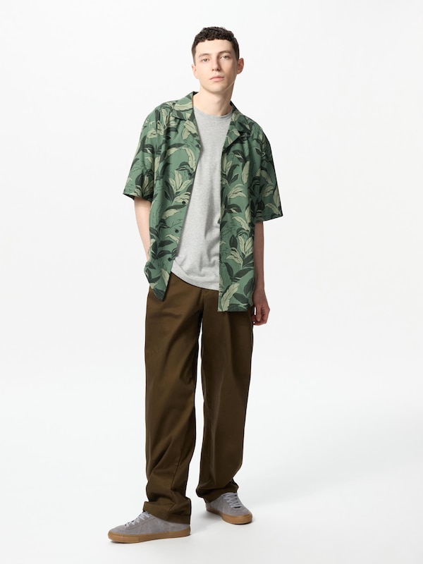 Modal Cotton Open Collar Shirt | Short Sleeve | Print