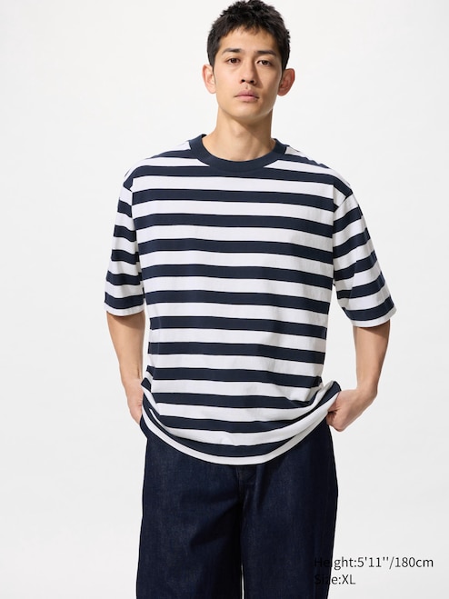 Oversized Striped Crew Neck Uniqlo Mens Striped T Shirt Uniqlo