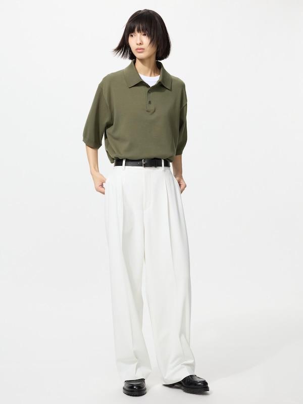 Washable Knitted Polo Sweater | Short Sleeve